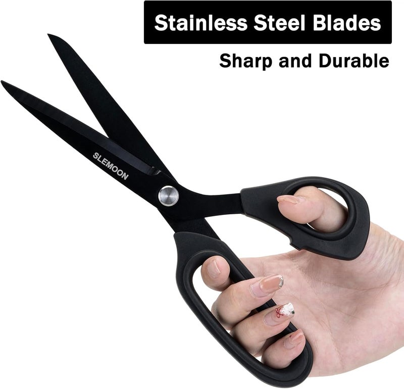 SLEMOON 10" Scissors All Purpose, Heavy Duty Premium Stainless Steel Tailor Scissors, Comfort Grip Handles for Fabric, Leather, Sewing & Crafting - Image 4